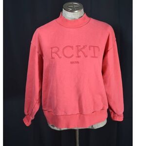 Rocket X Lunch Pink Cropped Mock Neck Oversized Sweatshirt - S